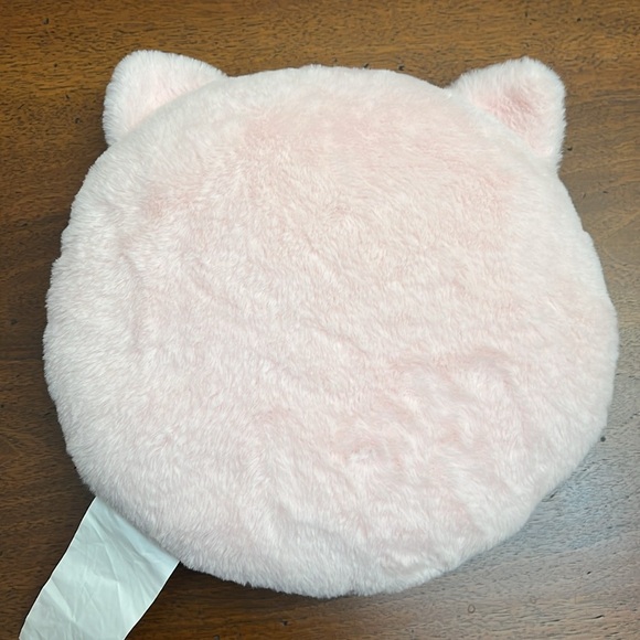 PINK SOFT FUZZY CUTE PILLOW ROUND CAT KITTEN STYLISH PILLOW SOFT PINK GOLDEN - Picture 5 of 10